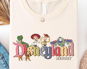 Toy Story Disneyland Resort Shirt, Retro Woody Buzz Jessie Tee, Pixar Character Family Matching T-Shirt, Rex Slinky Dog Group Trip Sweater