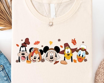 Disney Mickey And Friends Thanksgiving T-Shirt, Goofy Chip Mickey Pluto Donald Autumn Fall Vibes Tee, Happy Thanksgiving Disney Sweatshirt