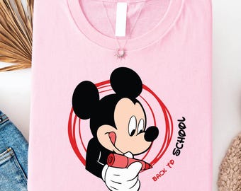 Camiseta de Mickey para la vuelta al cole, camiseta con pergamino de graduación y dibujos animados, camiseta estilo Disney natural, conjunto para el primer día de clase para niños