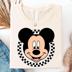 Classic Mickey Checkerboard Shirt, Vintage Mickey Mouse Tee, Disney Trip Shirt, Retro Mickey Face T-Shirt, Disney Family Vacation Shirt afbeelding 1