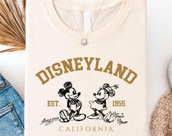 Retro Disneyland California Shirt, Mickey and Minnie Est 1955 Tee, Vintage Disney Couple T-Shirt, Disneyland Family Vacation Shirt