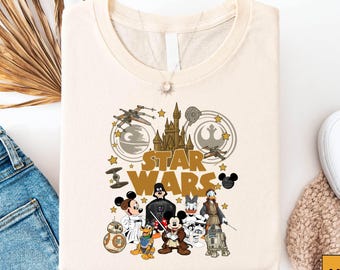 Mickey And Friends Star Wars Shirt, Disney Star Wars Family Trip Tee, Darth Vader Mickey Castle Shirt, Disneyland Retro Theme Park Shirt