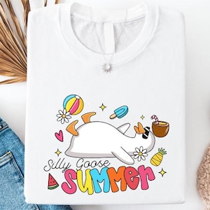 Silly Goose Summer Shirt, Beach Vacation Goose Tee, Funny Sunshine Watermelon Pineapple Sweatshirt, Tropical Bird Gift, Summer Trip Sweater