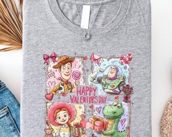 Toy Story Valentines Day Shirt, Woody Buzz Jessie Rex Love Sweatshirt Gift, Disney Valentine T-Shirt, Pink Pixar Heart Gift Sweater