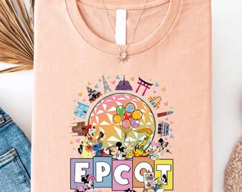 Epcot Center Mickey Friends World Tour T-Shirt, Disney Park Traveler Tee, Vintage Style Disney Family Vacation Sweatshirt