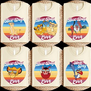 Retro Lion Jungle T-Shirt, Best Day Ever Simba Timon Pumbaa Nala Zazu Tee, Funny Safari Cartoon Animal Shirt For Family Trip