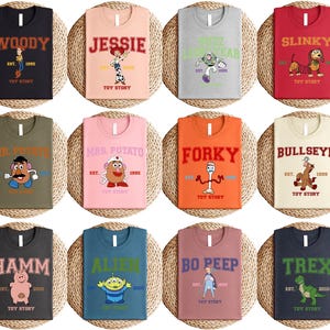 Toy Story Character Shirt, Disneyland Group Tee, Woody Jessie Buzz Forky Bullseye Rex Matching Family T-Shirt, Pixar Vacation Shirt