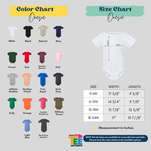 a baby bodysuit with different colors and sizes