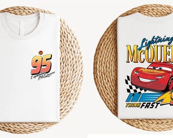 Lightning McQueen T-Shirt, Two Sided Cars Movie Shirt, Racing 95 Piston Cup Tee, Retro Disney Pixar Car Sweatshirt, McQueen Birthday Tee