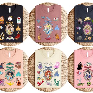 a set of four tshirts with disney characters on them