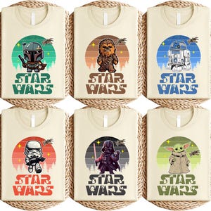 Retro Star Wars Forest T-Shirt, Chibi Galaxy Character Tee, Star Wars Cartoon Shirt, Lightsaber Sweatshirt, Boba Yoda Vader Crew Sweater