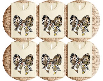 Animal Kingdom Mickey and Friends Coquette Bow Shirt, Disney Safari Adventure Tee, Magic Kingdom Family Trip Tee, Mickey Leopard Bow Sweater