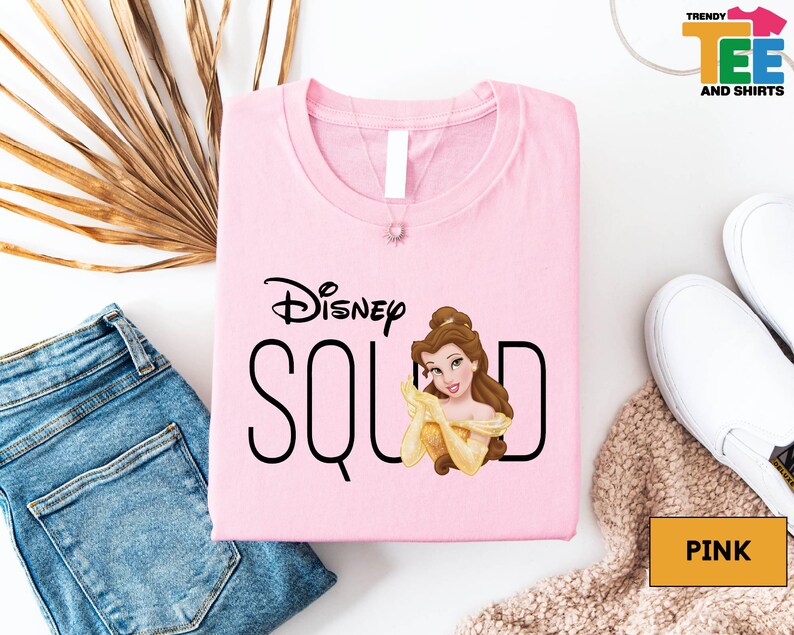 a pink shirt with a picture of a princess on it