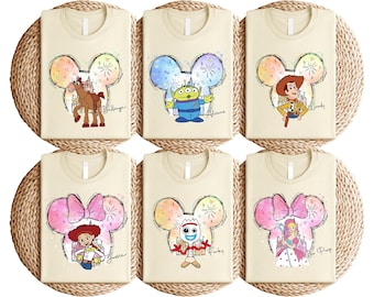 Camiseta de Toy Story con fuegos artificiales, camiseta a juego de Disney Pixar, camiseta de Jessie, Woody, Buzz, Alien y Rex, suéter de Forky, Cara de Papa, Hamm y Tiro al Blanco