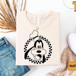 Retro Goofy Checkerboard T-Shirt, Disney Goofy Face Sweatshirt, Family Vacation Shirt, Silhouette Trip Tee, Disney Goofy Vacation Sweater