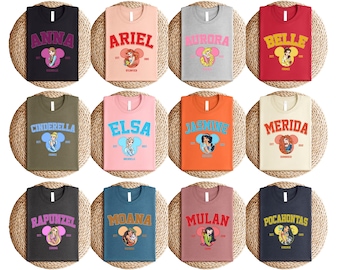 Disney Princess Character Shirt, Vintage Princess Tee, Disneyland Trip Sweatshirt, Belle Jasmine Cinderella Rapunzel Sweater