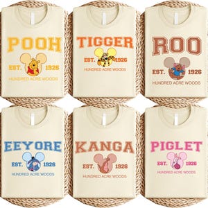 Winnie The Pooh Characters T-Shirt, Hundred Acre Woods Shirt, Eeyore Piglet Tigger Kanga Roo Tee, Disney Family Matching Sweatshirt