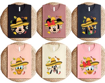 Disney Mickey And Friends Cinco De Mayo T-Shirt, Minnie Donald Daisy Goofy Pluto Mexican Celebration Tee, Family Matching Vacation Shirt