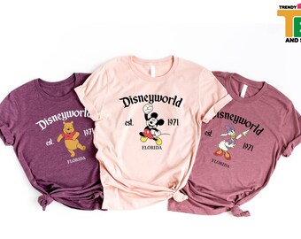 Retro Disneyworld Est. 1971 T-Shirt, Vintage Mickey and Friends Disney Trip Tee, Classic Disney Family Vacation Matching Shirt