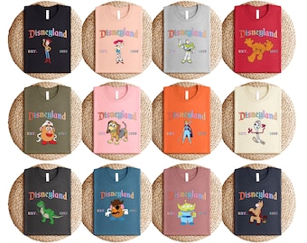 Disneyland Retro T-Shirt, Woody Buzz Jessie Rex Slinky Potato Head Alien Tee, Toy Story Pixar Character Shirt