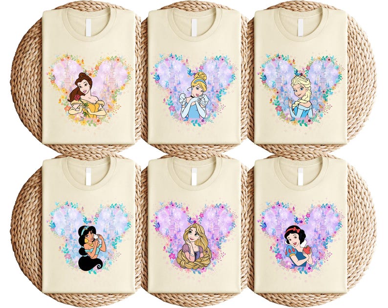 a set of four disney princess t - shirts