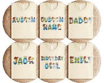 Custom Toy Story Name Shirt, Personalized Disney Family Matching Tee, Buzz Woody Jessie Birthday Shirt, Disneyland Group Vacation Shirt