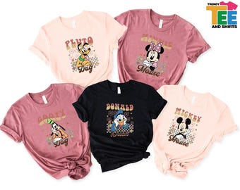 Retro Disney Mickey and Friends T-Shirt, Checkered Disney Trip Sweatshirt, Classic Mickey Minnie Donald Goofy Pluto Family Shirt