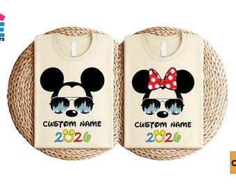 Custom Name Disney Characters T-Shirt, Personalized Disney Family Trip Shirt, Disney Vacation 2026 Tee, Mickey and Friends Disneyworld Shirt