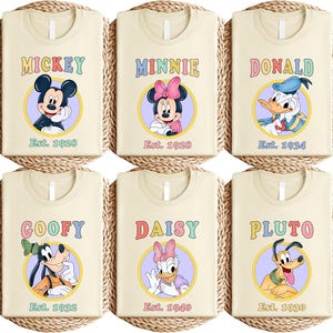 Mickey Mouse 1928 Vintage Tee, Minnie Donald Goofy Pluto Daisy Shirt, Retro Disney Cartoon Characters T-Shirt, Classic Disneyland Family Top