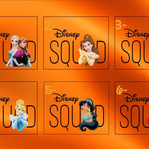 a group of disney princesses with the names of them