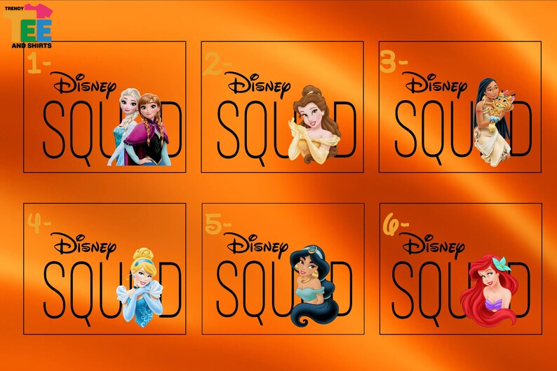 a group of disney princesses with the names of them