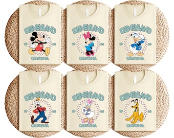 Retro Disneyland California 1955 T-Shirt, Mickey Minnie Donald Goofy Daisy Pluto Tee, Vintage Disney Theme Park Shirt