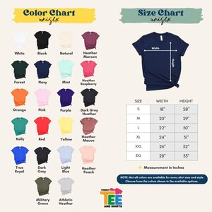 a women's t - shirt size chart with different colors