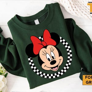 Camiseta clásica de Minnie a cuadros, camiseta vintage de Minnie Mouse, camiseta para viaje familiar a Disney, camiseta retro con la cara de Minnie, camiseta de vacaciones a Disney imagen 2