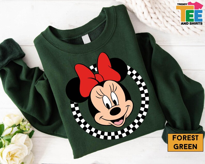 Camiseta clásica de Minnie a cuadros, camiseta vintage de Minnie Mouse, camiseta para viaje familiar a Disney, camiseta retro con la cara de Minnie, camiseta de vacaciones a Disney imagen 2