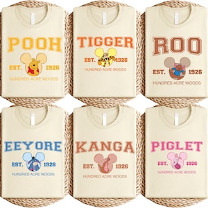 Winnie The Pooh Characters Shirt, Hundred Acre Woods Shirt, Eeyore Piglet Tigger Kanga Roo Tee, Disney Family Matching Shirt