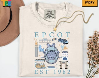 Epcot Est 1982 Icons T-Shirt, Spaceship Earth World Showcase Graphic Tee, Disney Park Vacation Shirt Travel Gift
