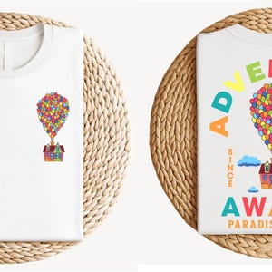 Up Movie Adventure Awaits T-Shirt, Disney Pixar Up Balloons Shirt, Paradise Falls Since 2009 Tee, Carl Ellie Inspired Honeymoon Sweatshirt