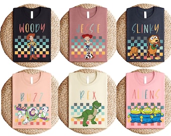Toy Story Retro Disney Pixar Tee, Woody Buzz Jessie Rex Slinky Aliens Shirt, Vintage Group Character T-Shirt, Disneyland Family Sweatshirt