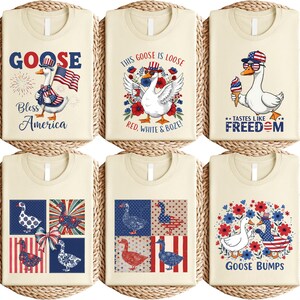 Funny 4th of July Goose Shirt, Patriotic Duck T-Shirt with American Flag, Red White & Boozy Farm Animal Tee, Independence Day Humor Shirt