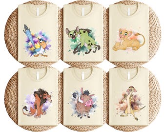 Camiseta de acuarela del Rey León, sudadera Simba Nala Timon Pumbaa Rafiki Scar Zazu, camiseta de safari de animales de dibujos animados, camisa de personajes de Disney