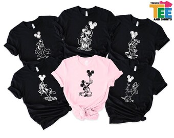 Disney Character T-Shirt, Matching Family Vacation Sweatshirt, Disneyworld Trip Shirt, Mickey Minnie Donald Daisy Goofy Pluto Family Tee