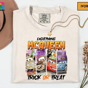 Lightning McQueen Mummy Halloween Comfort Colors® Shirt, Disney Cars Spooky Costume Tee, Mater Sally Racing Pumpkin Gift