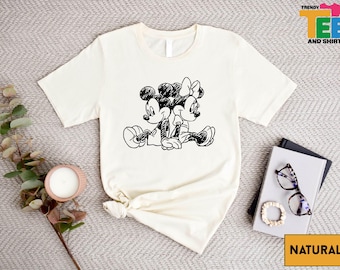 Mickey And Minnie Sketch T-Shirt, Cute Disney Couple Tee, Family Vacation Disney Shirt, Classic Mickey Mouse Graphic Tee