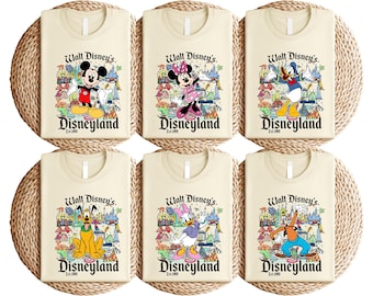 Disneyland Characters Shirt, Walt Disney Est 1955 Tee, Mickey Minnie Donald Daisy Goofy Pluto T-Shirt, Park Castle Vintage Graphic