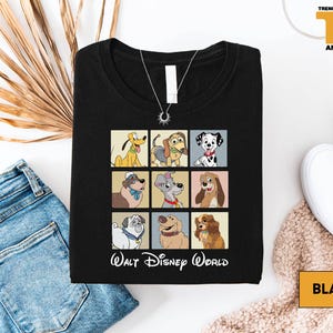 Disney Dogs T-Shirt, Cute Cartoon Dog Characters Tee, Lady And The Tramp Pluto Dalmatian Disney World Shirt, Dog Lover Disney Vacation Shirt