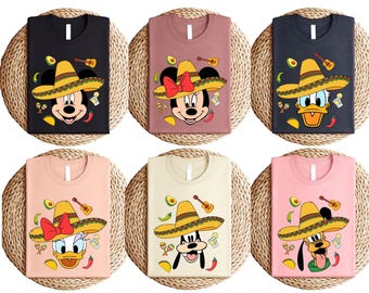 Disney Mickey And Friends Cinco De Mayo T-Shirt, Minnie Donald Pluto Squad Tee, Mexican Celebration Sweatshirt, Mexico Trip Family Shirt