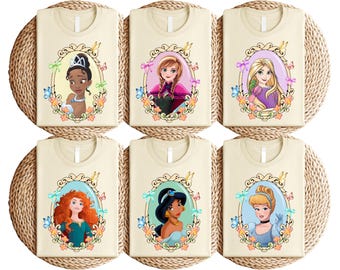 Retro Disney Princess Shirt, Coquette Comfort Colors  Disney Girl Trip Tee, Disney Group Vacation Shirt, Belle Ariel Jasmine Cinderella Tee