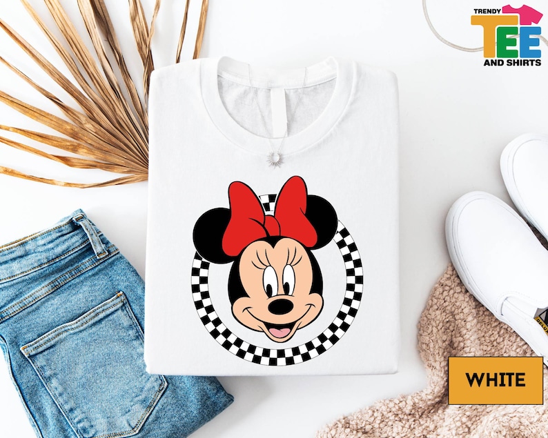 Camiseta clásica de Minnie a cuadros, camiseta vintage de Minnie Mouse, camiseta para viaje familiar a Disney, camiseta retro con la cara de Minnie, camiseta de vacaciones a Disney imagen 3