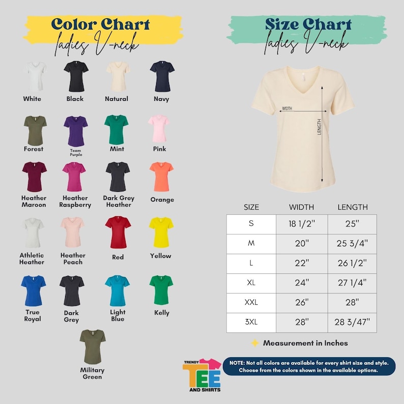 a women's v - neck t - shirt sizes chart